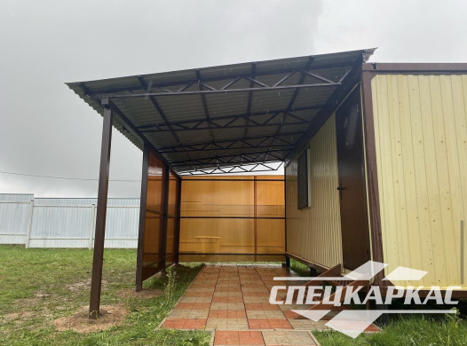 Навес из профнастила к дому №31 - фото 1266