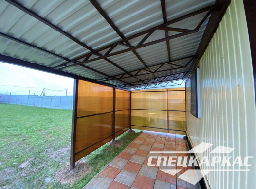 Навес из профнастила к дому №31 - фото 1274