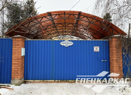 Металлический усиленный навес из поликарбоната для автомобиля №50 - фото 1451