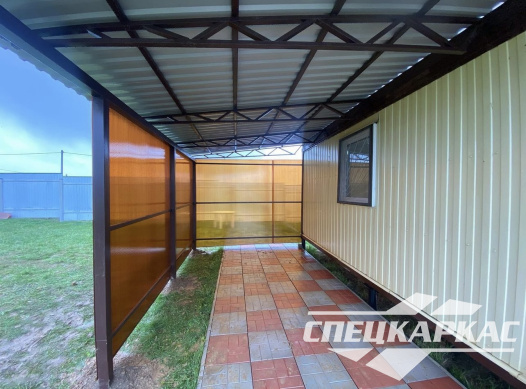 Навес из профнастила к дому №31 - фото 1273