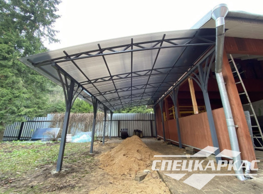 Навес из поликарбоната к дому для террасы №68 - фото 1639