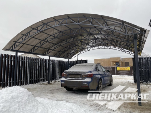 Прочный и просторный навес из поликарбоната для двух автомобилей 7х7 №51 - фото 1467