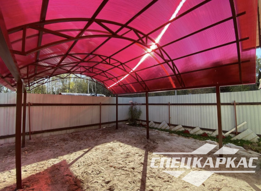 Арочный навес из поликарбоната на две машины №83 - фото 1790