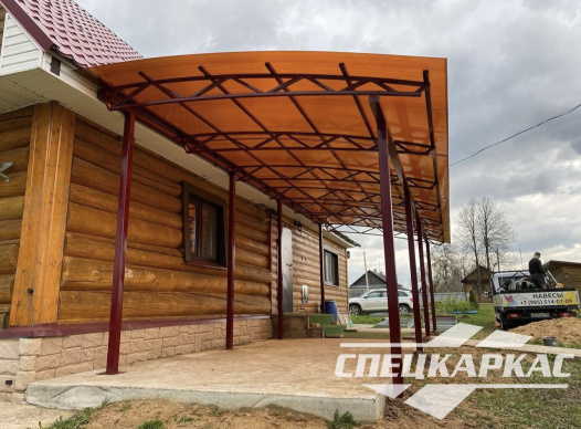 Навес к дому из поликарбоната для террасы №33 - фото 1294