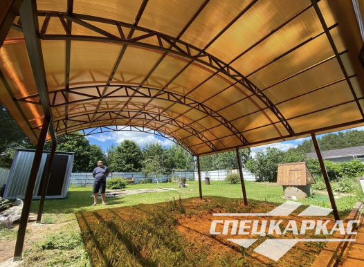 Навес из поликарбоната для зоны барбекю №22 - фото 1185