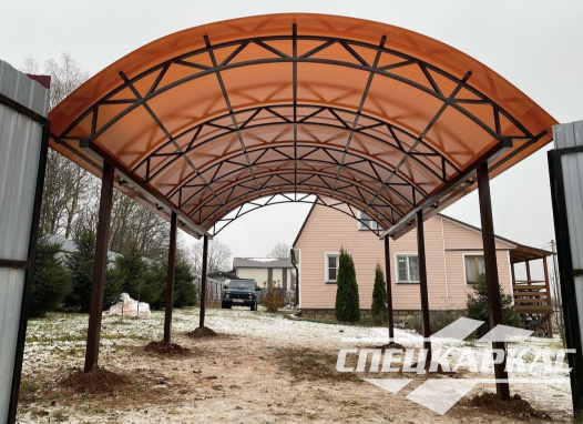 Навес из поликарбоната для парковки машины на даче №67 - фото 1627