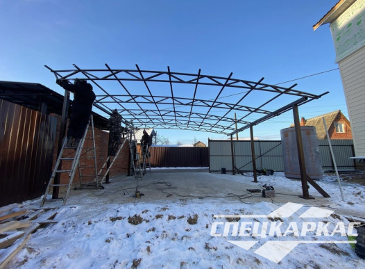 Односкатный навес для автомобилей (скат от соседа) №55 - фото 1504