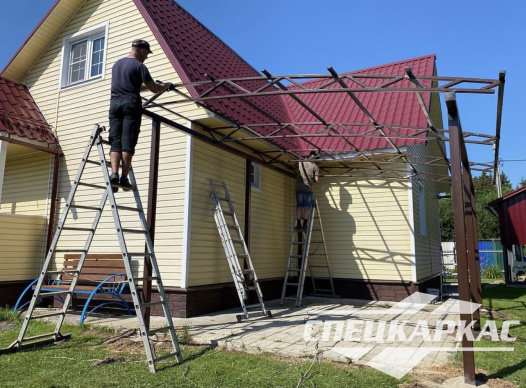 Навес из поликарбоната к дому | Навес их поликарбоната для терассы №13 - фото 1094