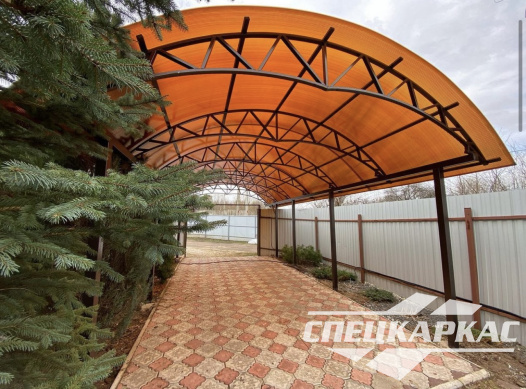 Арочный навес из поликарбоната для парковки двух автомобилей №5 - фото 1011