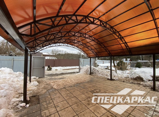 Арочный навес из поликарбоната для парковки двух автомобилей №6 - фото 1026